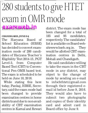HTET 2016 Update