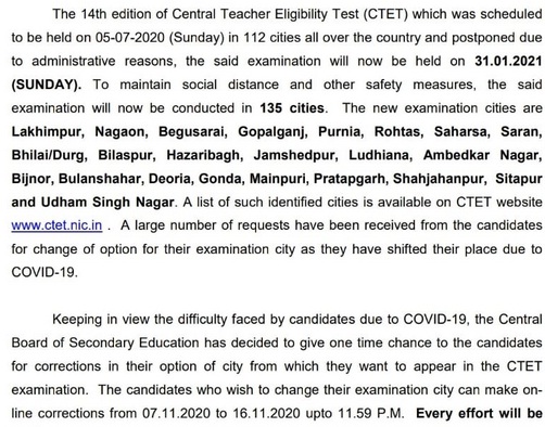 CTET Exam 2021